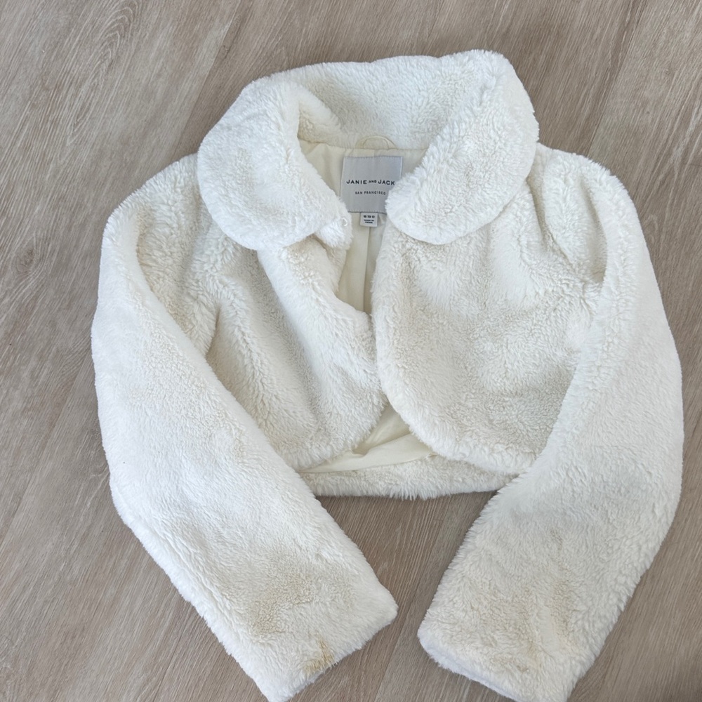 Janie and Jack Cream Faux Fur Kids Jacket